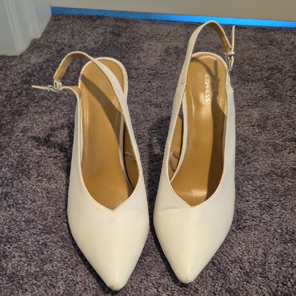 Express Women's Cream Slingback Heels